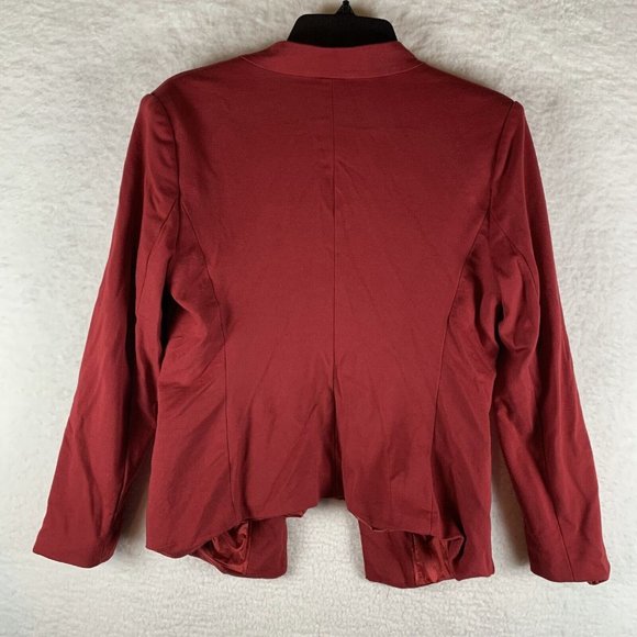 Carmen Milano Blazer Women's 8 Red Rayon Stretch Long Sleeve Lapelless 6590 - Picture 2 of 7